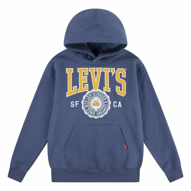 Logo Print Hoodie in Cotton Mix, blue, LEVI'S KIDS