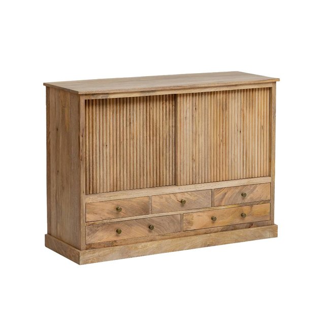 Meuble sous vasque en bois de manguier LIORA Couleur bois clair <span itemprop=