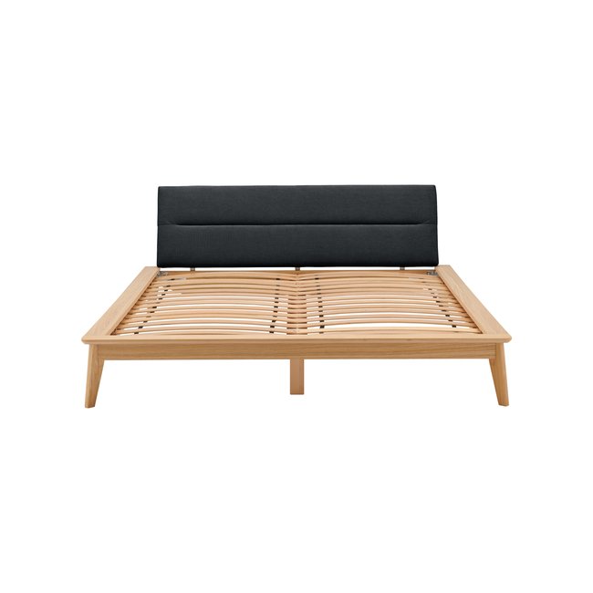 Lit bois avec tête de lit tissu Atia - CAMIF