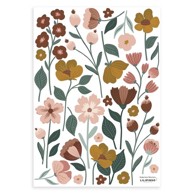 Stickers muraux les fleurs CAPUCINE Couleur multicolore <span itemprop=