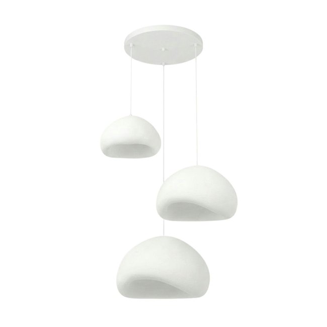 Suspension blanche design organique 3 abat-jour NOXIS Couleur blanc <span itemprop=