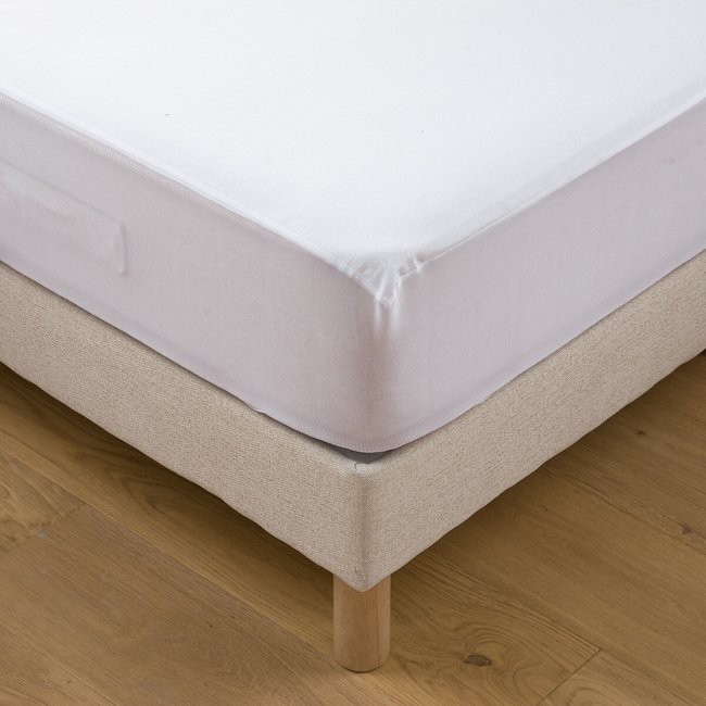 Funda de colchón antiácaros de vellón impermeable blanco <span itemprop=