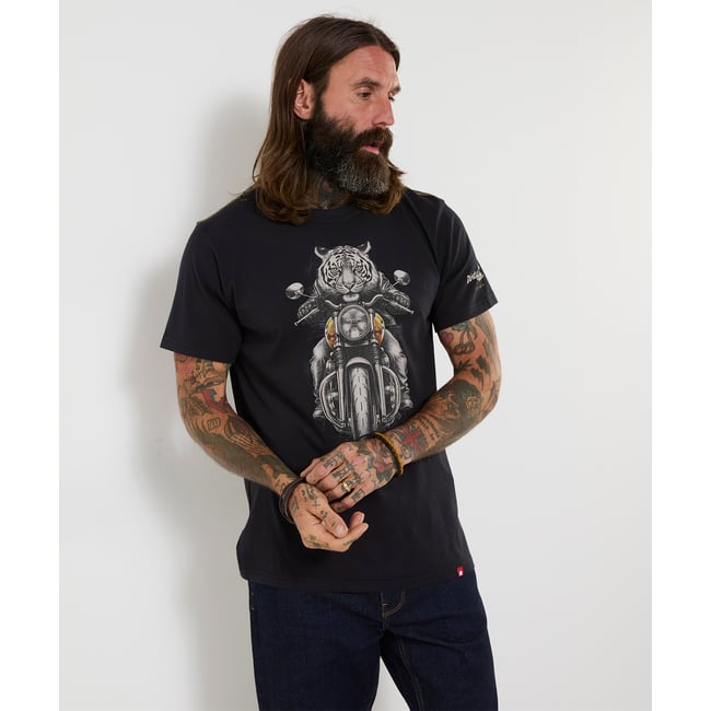 T-Shirt Tigre Motard noir <span itemprop=