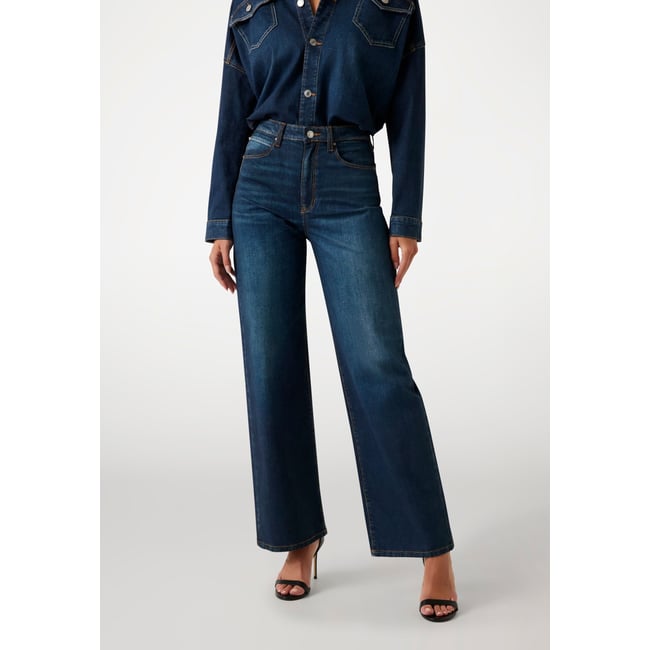 Jean Jambe Large bleu <span itemprop=