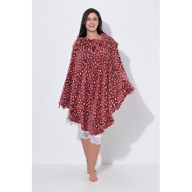 Poncho d'intérieur avec col feuille morte <span itemprop=
