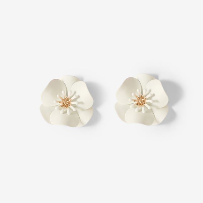 Grandes boucles d'oreilles fleurs ivoire v002227 <span itemprop=