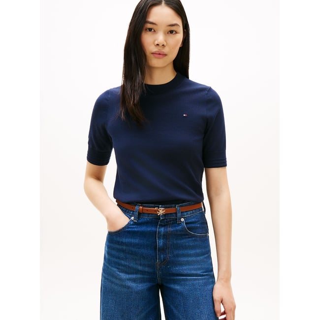Pull rayé à manches courtes col rond  - TOMMY HILFIGER
