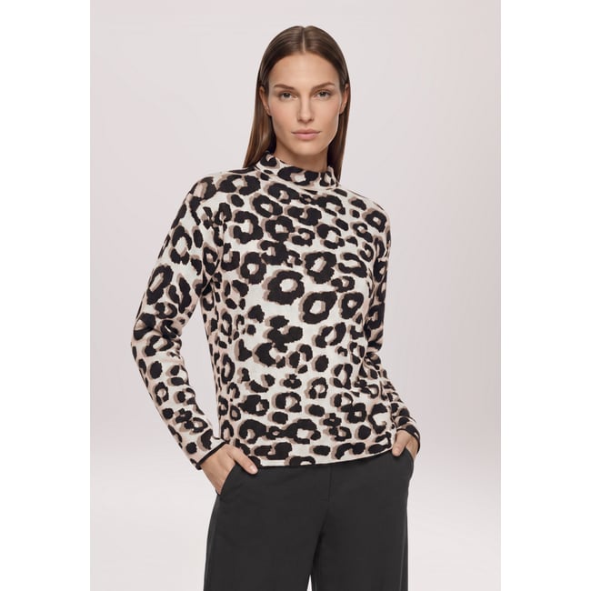Pull-over en maille à motif jacquard patch black/beige <span itemprop=