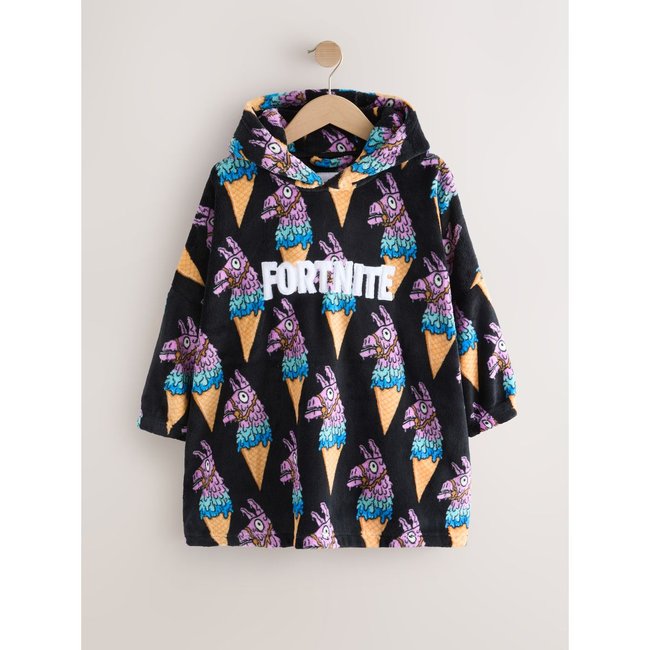 Sweat à capuche en polaire style couverture fortnite noir/bleu <span itemprop=