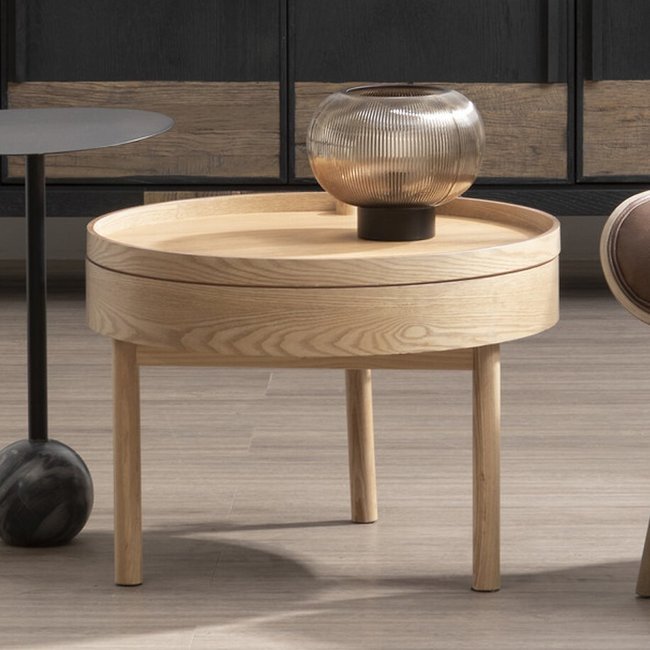 Scandi Wood Storage Side Table, natural, SO'HOME
