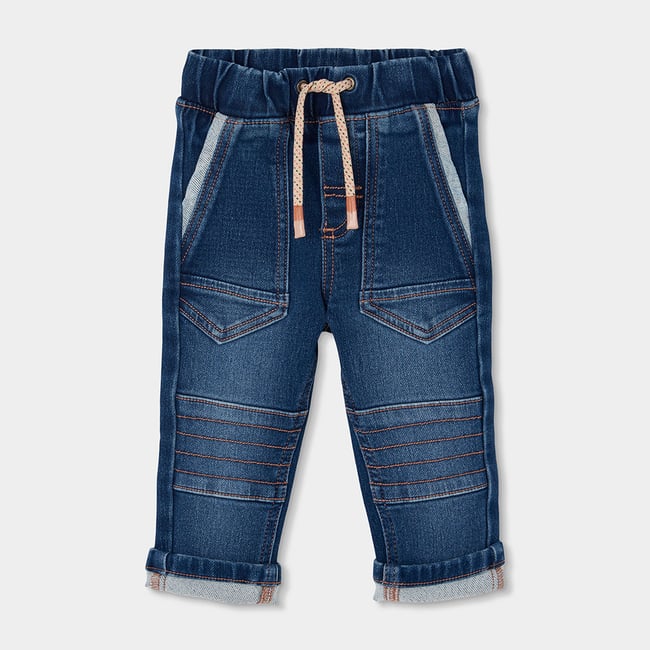 Pantalon garçon denim avec cordon bleu <span itemprop=