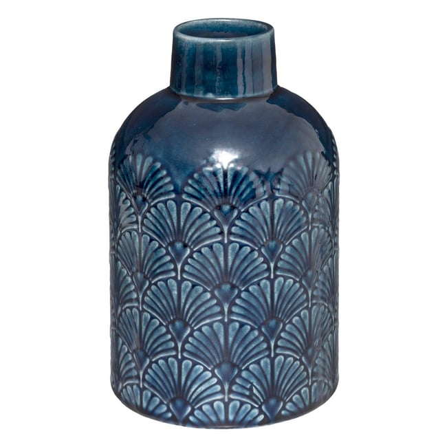 Vase cylindre en dolomite à motifs art déco FEEL Couleur bleu <span itemprop=