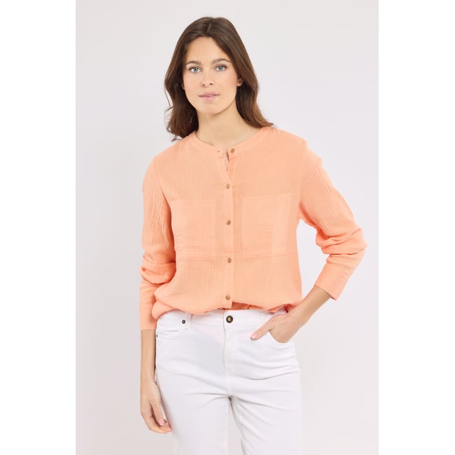 Chemise en gaze de coton CORLYNE mandarine <span itemprop=