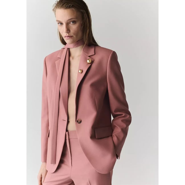 Blazer de costume droit avec poches rose <span itemprop=