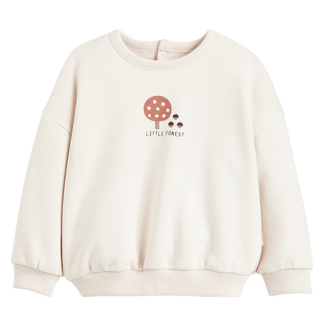 Sweat col rond, pressionné au dos, en molleton ecru LA REDOUTE COLLECTIONS