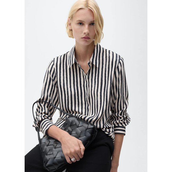 Chemise fluide rayures écru <span itemprop=