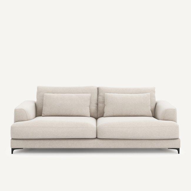 Canapé 4 places convertible, en toile chinée, MARSILE ivoire <span itemprop=