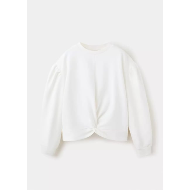 Sweat-shirt coton nœud blanc cassé <span itemprop=