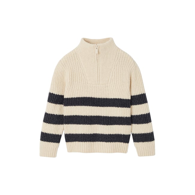 Pull col montant blanc chiné <span itemprop=