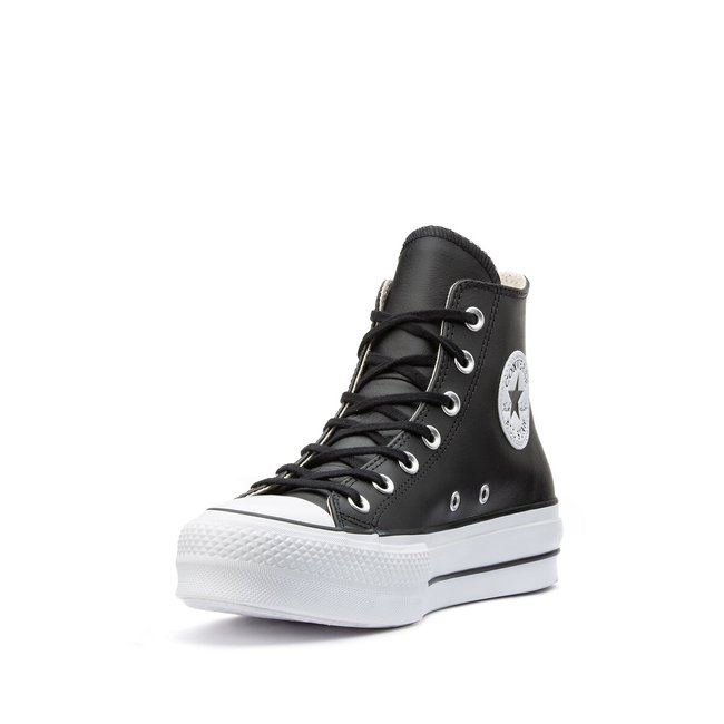 Converse hi black leather hot sale