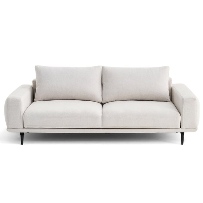 canapé droit 3 places convertible en tissu, VICENCE Couleur beige <span itemprop=