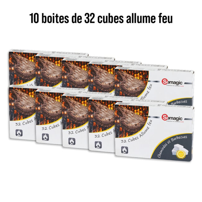 cubes allume-feu pour cheminée et barbecue blanc <span itemprop=
