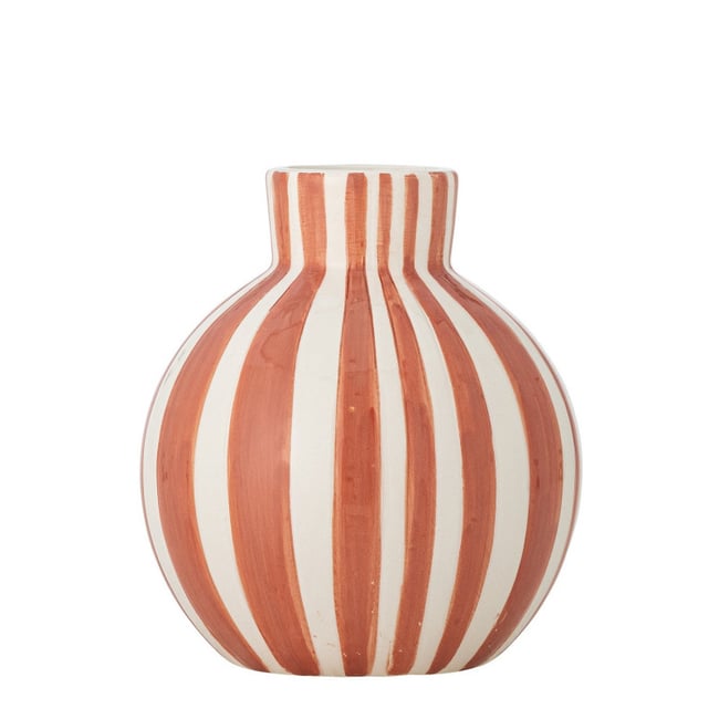 Petit vase grès rayures  Fian Couleur corail <span itemprop=