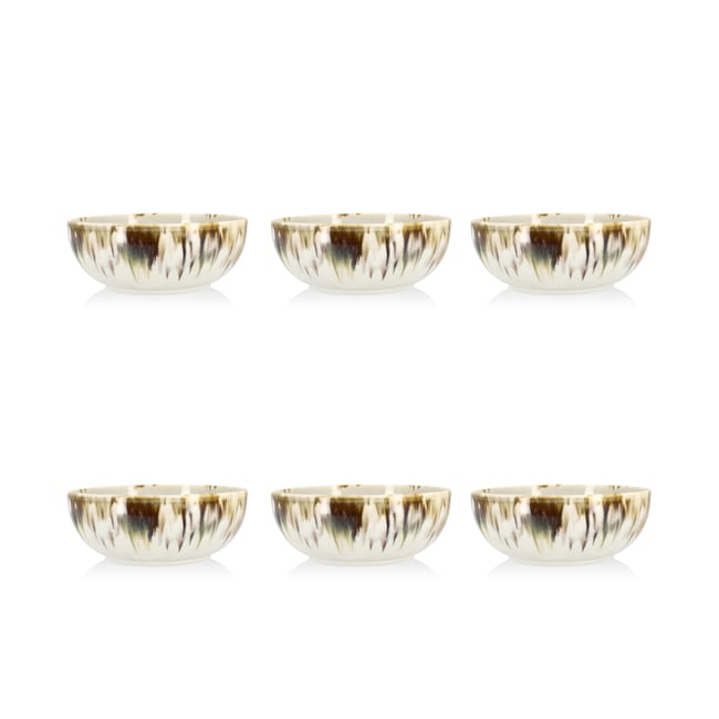 Lot de 6 coupelles en porcelaine 16cm, MAKA Couleur blanc-marron-vert <span itemprop=
