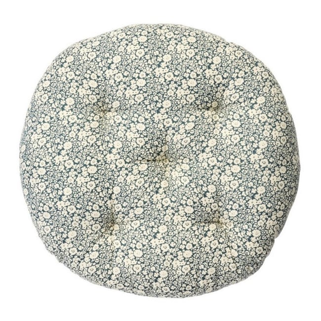 Coussin de chaise coton imprimé petites fleurs bleu <span itemprop=