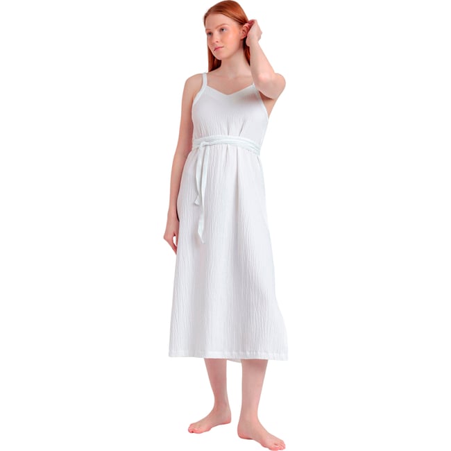 Robe estivale mi-longue fines bretelles Linen Style - ADMAS
