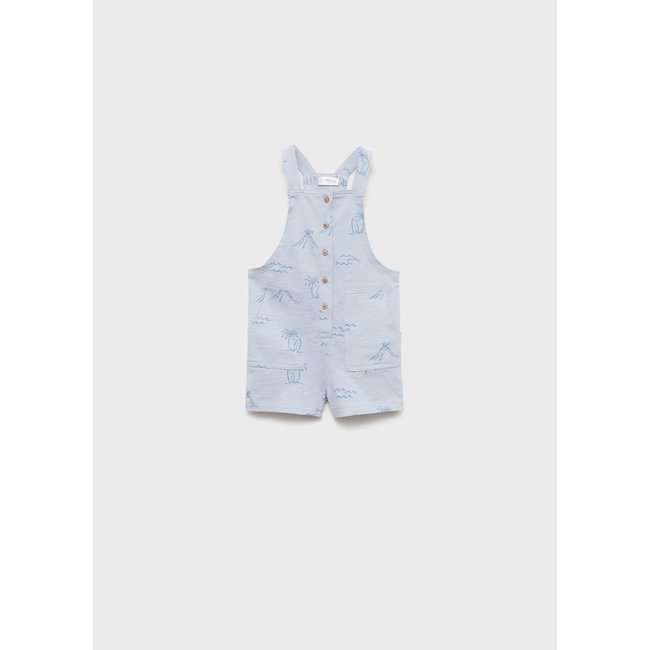Salopette en imprimé palmiers bleu ciel <span itemprop=
