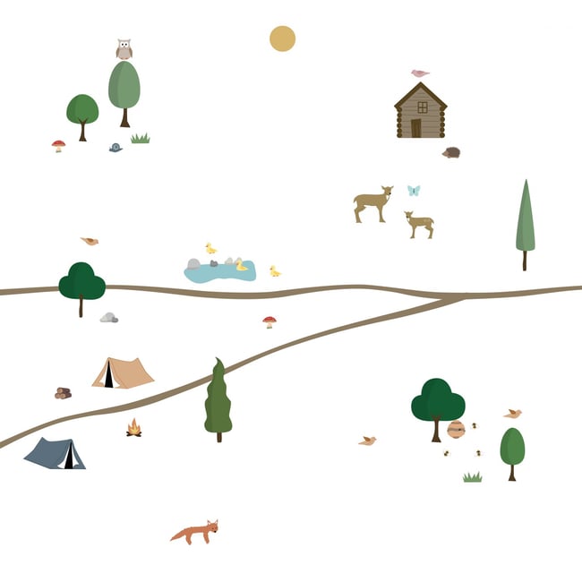 Sticker Mural Grande Frise Balade en Foret 6m Couleur v019845 <span itemprop=