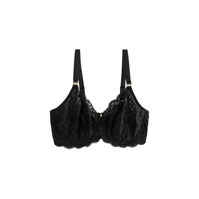 Soutien-gorge non rembourré en dentelle f-k noir <span itemprop=