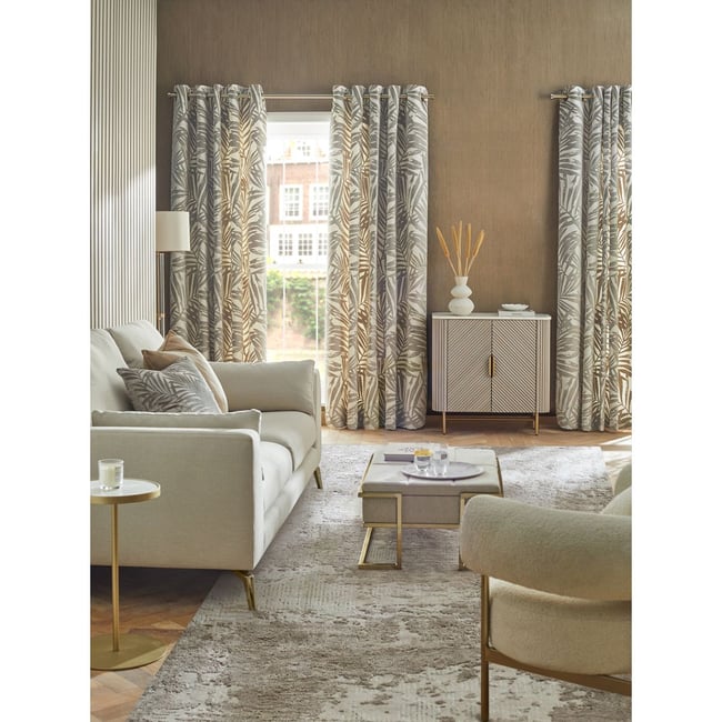 Rideaux doublés à œillets collection luxe champagne naturel <span itemprop=