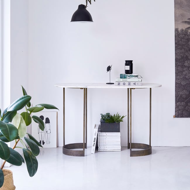 Console en Marbre, GUSTAV Couleur blanc <span itemprop=
