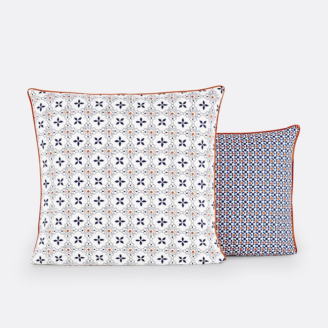 Taie d'oreiller pur coton, Zehia blanc/bleu/orange LA REDOUTE INTERIEURS