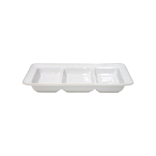 Assiette avec cloison en grès, BEJA Couleur blanc et crême <span itemprop=