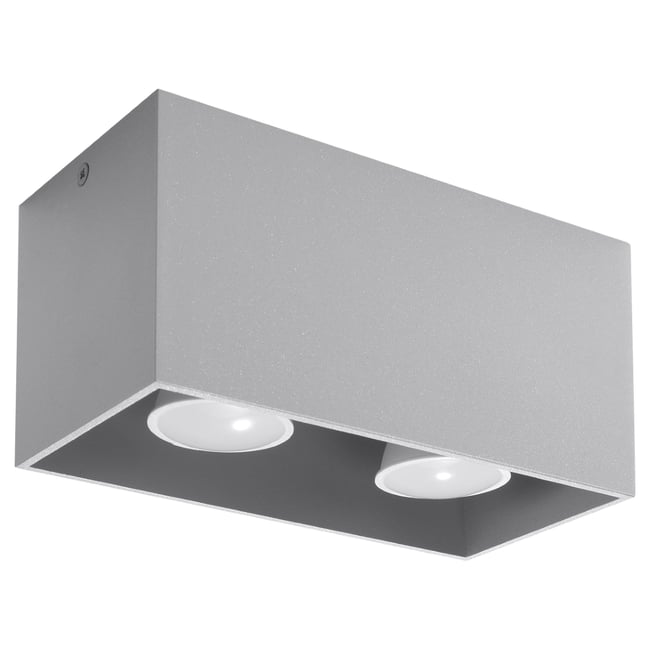 Plafonnier Aluminium Gris GU10 2 Quad Couleur gris <span itemprop=