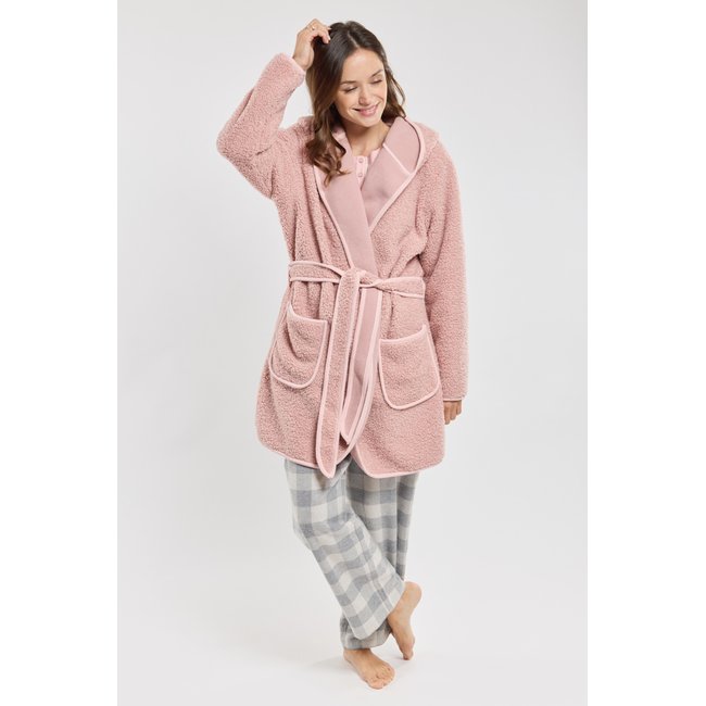 Robe de chambre bouclette silver pink <span itemprop=