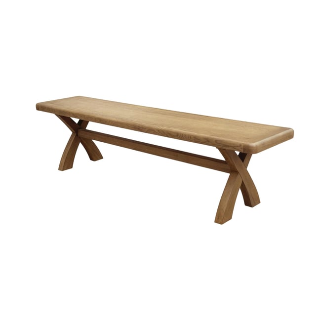 Banc de salle à manger en chêne pieds croisés 200 cm VALMONT Couleur bois naturel <span itemprop=