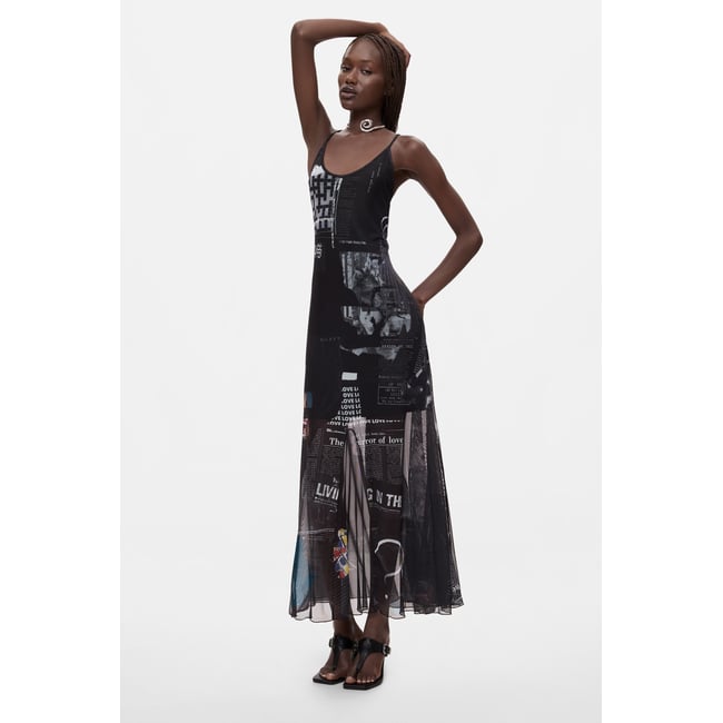 Robe à bretelles imprimée blanc <span itemprop=