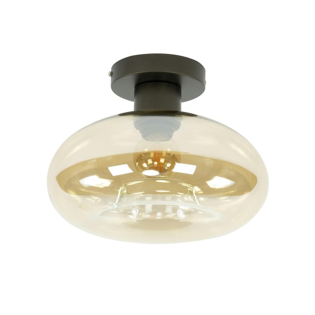 Plafonnier vintage anneau en verre ambré NIAGARA Couleur ambre <span itemprop=