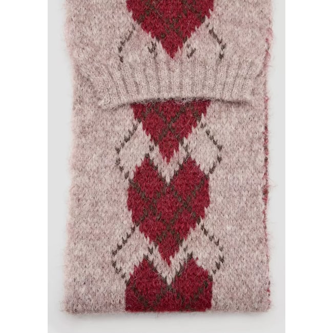 Écharpe en maille à motifs cœurs sable <span itemprop=
