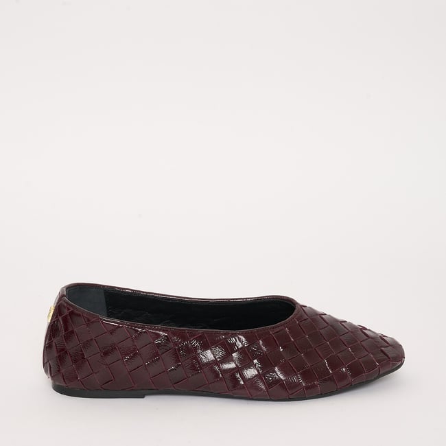 Celina Braided Patent Leather Ballet Pumps, burgundy, PETITE MENDIGOTE