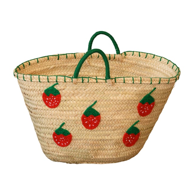 Panier Fraises brodées -  LOJI Couleur rouge <span itemprop=
