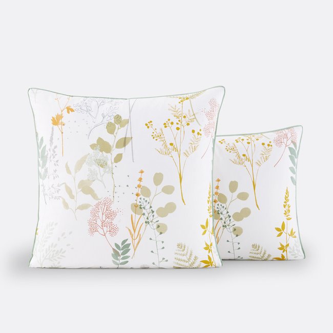 Herbarium Floral 100% Cotton Percale 200 Thread Count Pillowcase white printed LA REDOUTE INTERIEURS