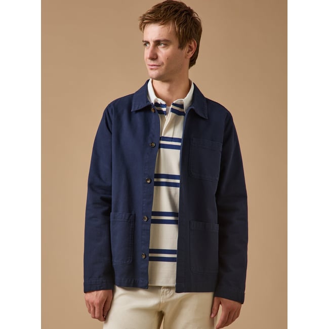 Veste worker  twill coton recyclé denim <span itemprop=