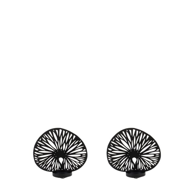 Lot de 2 photophores en métal noir 14cm Couleur noir <span itemprop=