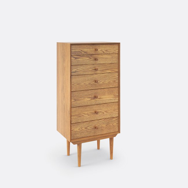 Semainier vintage, 7 tiroirs, Quilda Couleur bois clair chêne <span itemprop=