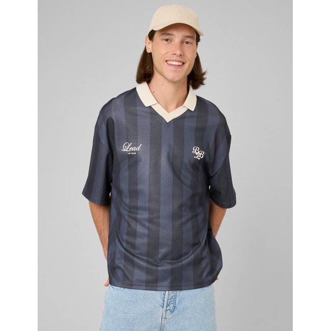 Maillot de foot rayé bleu foncé <span itemprop=